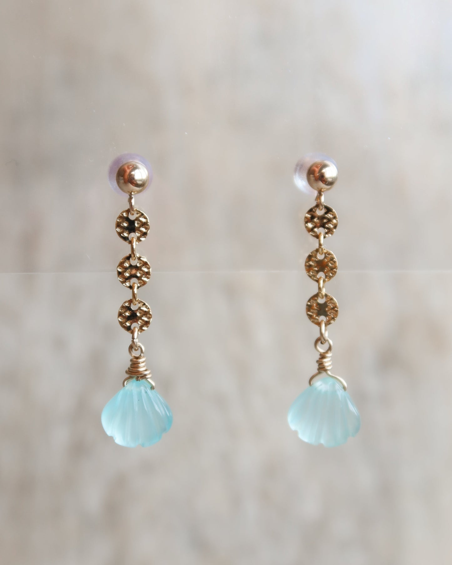 Hammered Splash Earrings in Chalcedony