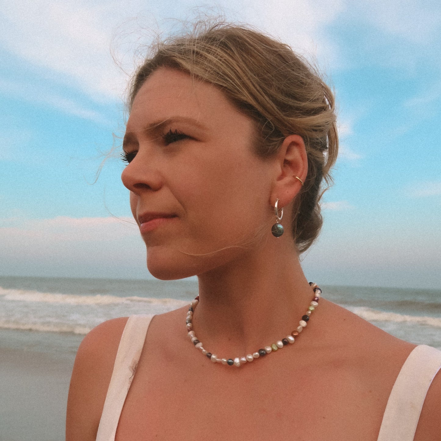 Neena Black Pearl Hoops