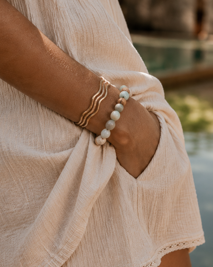 Heavy Gold Wave Bracelet