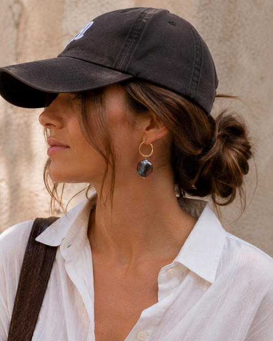 Cali Midnight Pearl Hoops
