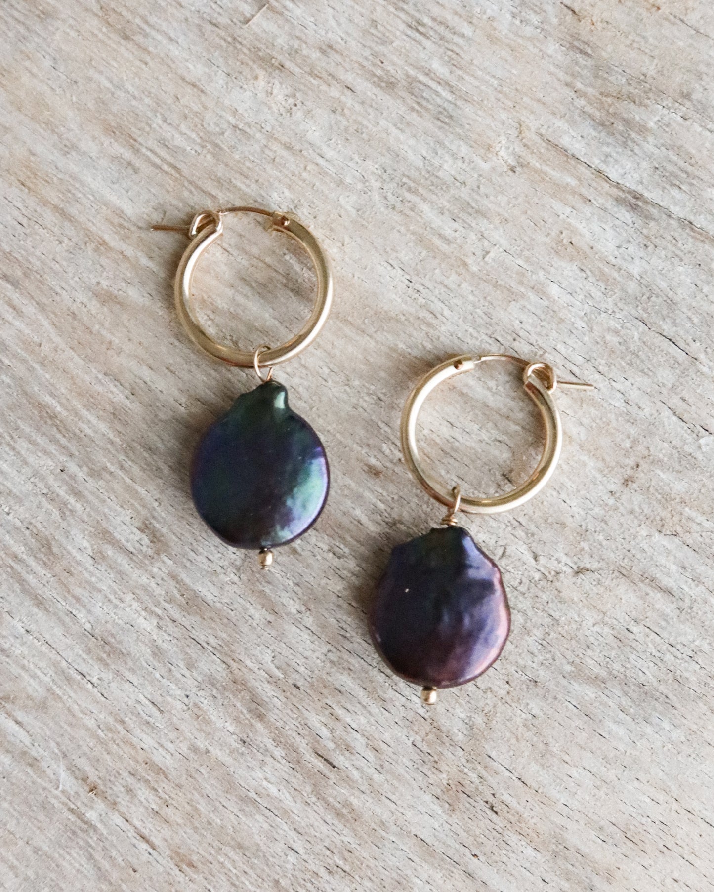 Cali Midnight Pearl Hoops