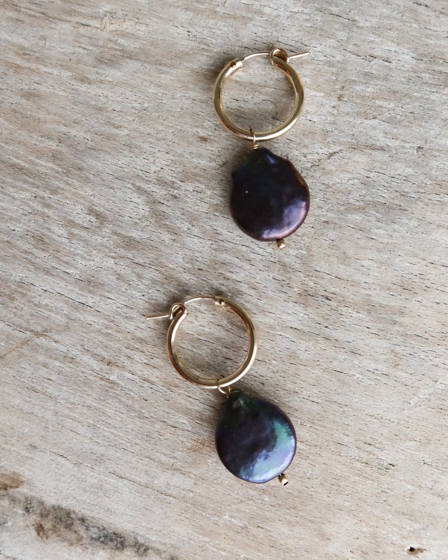 Cali Midnight Pearl Hoops