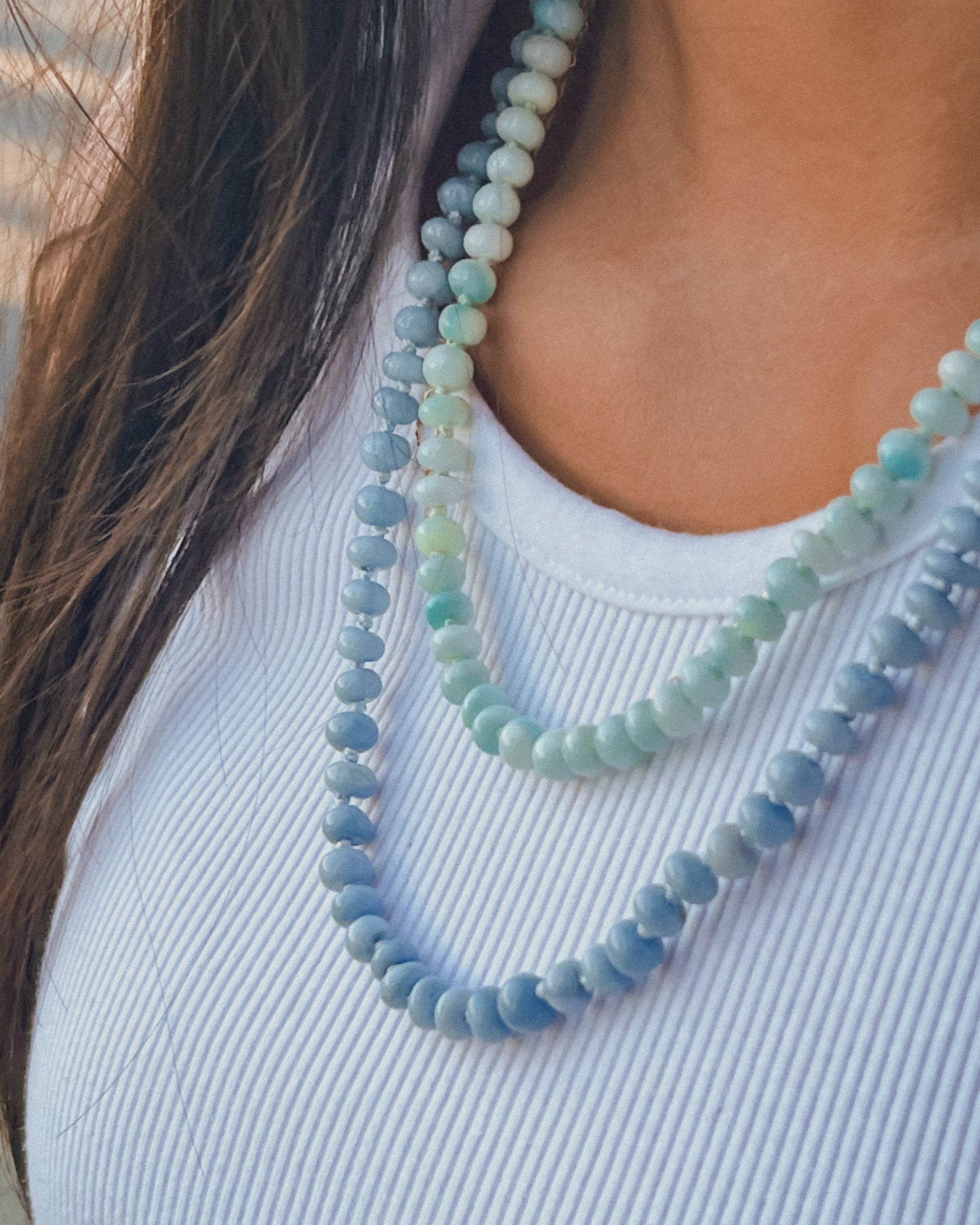 Mint Chip Knotted Opal Necklace