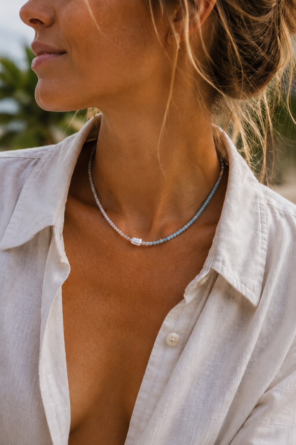 Halfway Blue Pearl Necklace