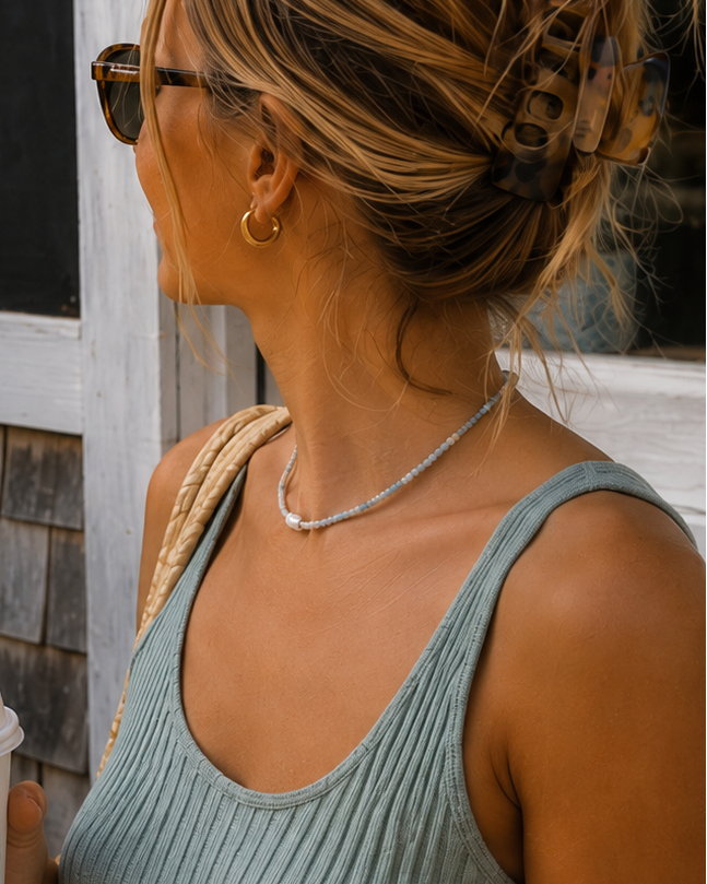 Halfway Blue Pearl Necklace