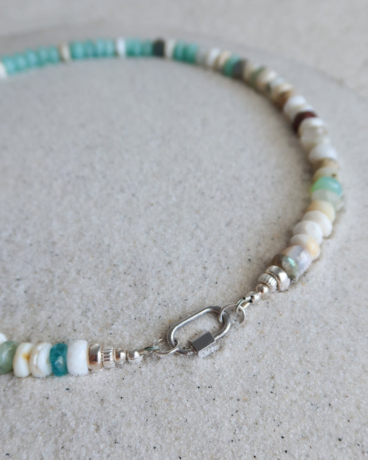 Windward Carabiner Opal Necklace in Aqua