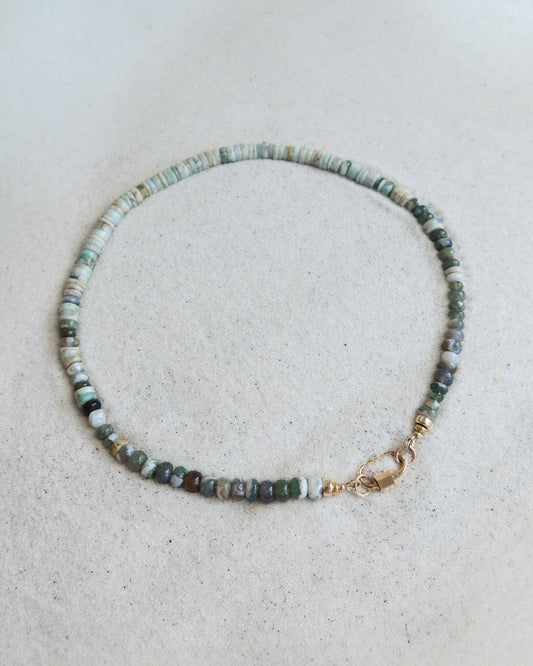 Windward Carabiner Opal Necklace in Moss