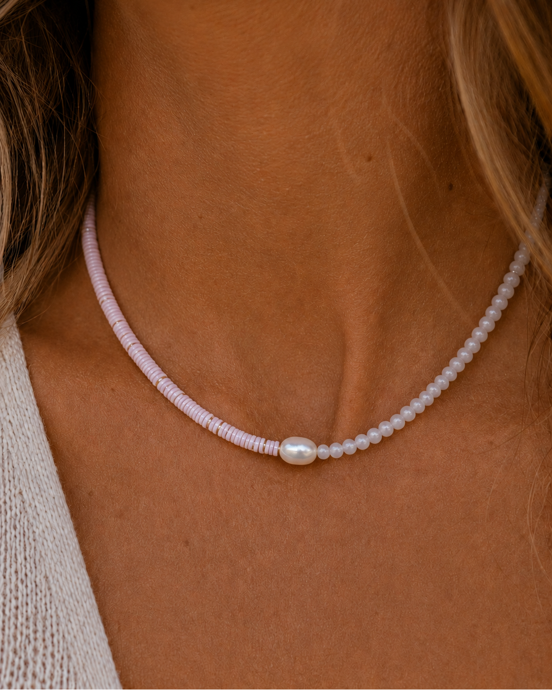 Halfway Pink Pearl Necklace