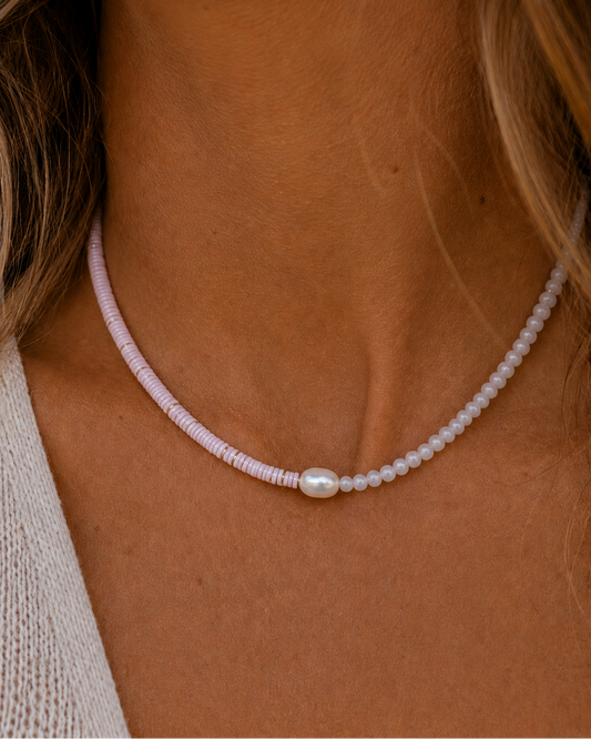 Halfway Pink Pearl Necklace