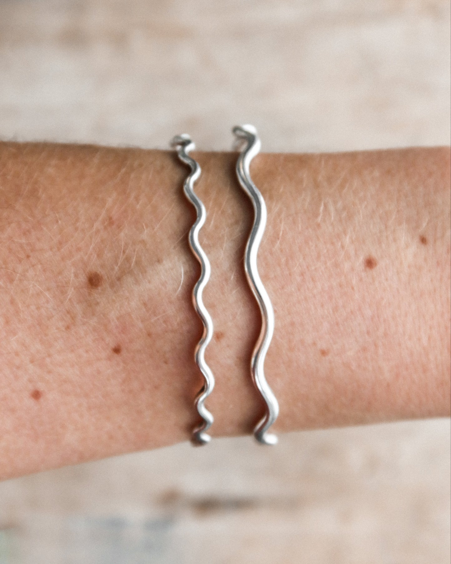 Heavy Silver Wave Bracelet