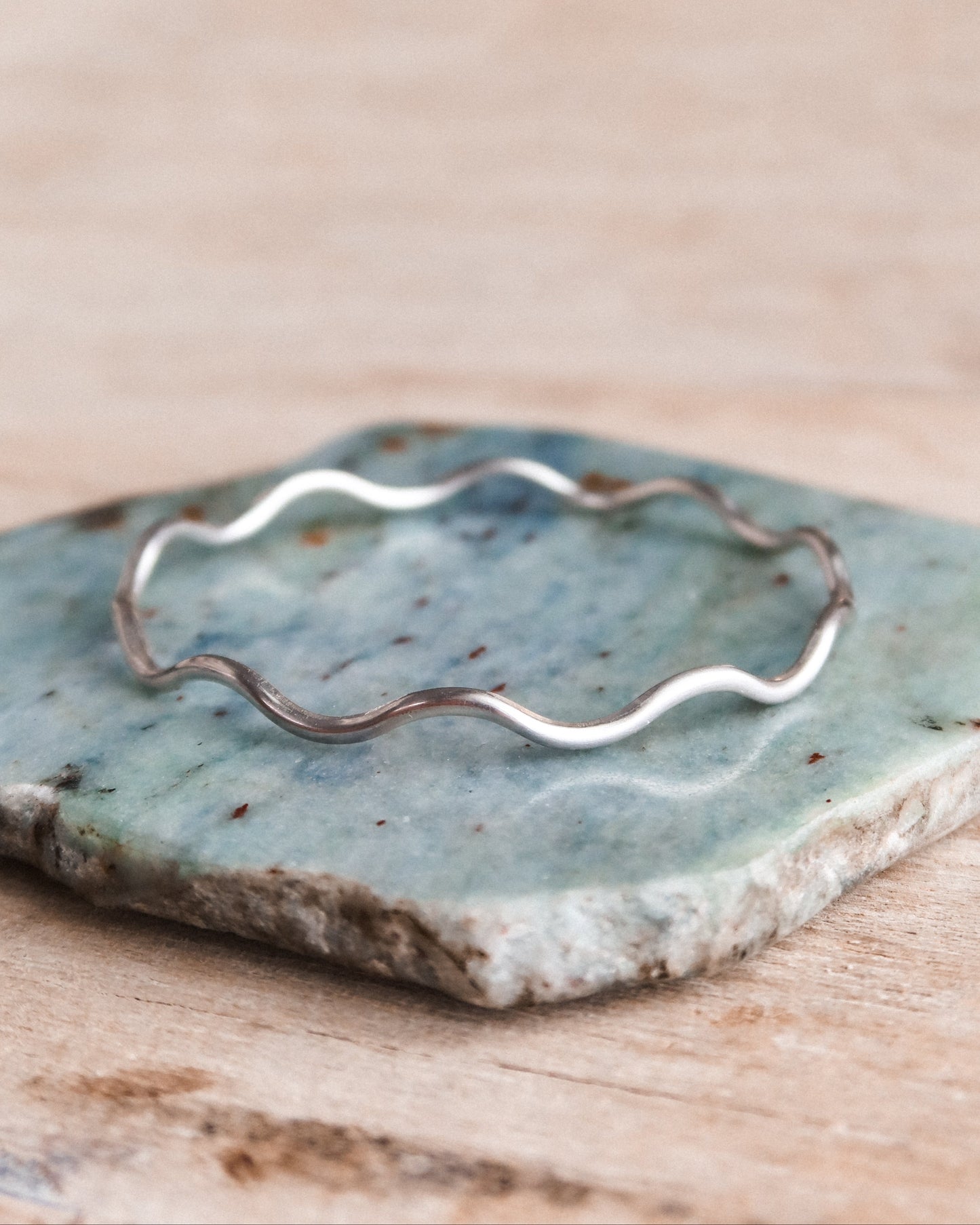Heavy Silver Wave Bracelet