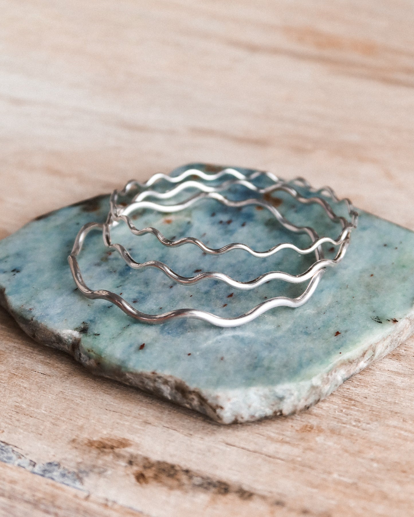 Heavy Silver Wave Bracelet