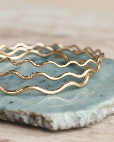 Heavy Gold Wave Bracelet