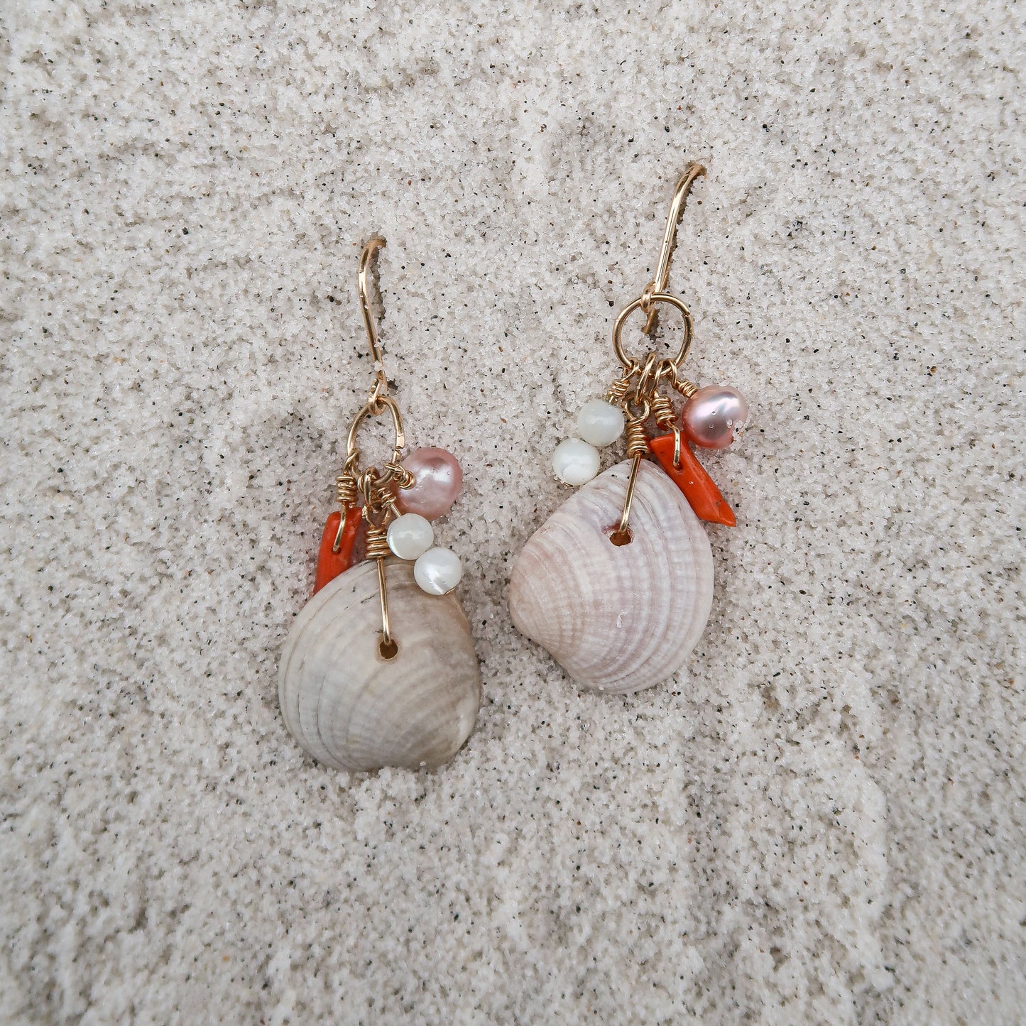 Coquina Beach Shell Cluster Earrings
